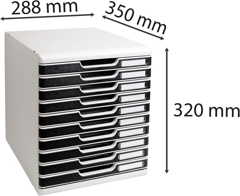 Exacompta 302014D Modulo Ablagebox, 350 x 288 x 320 mm, mit 10 Schubladen, ideal für Dokumente DIN A