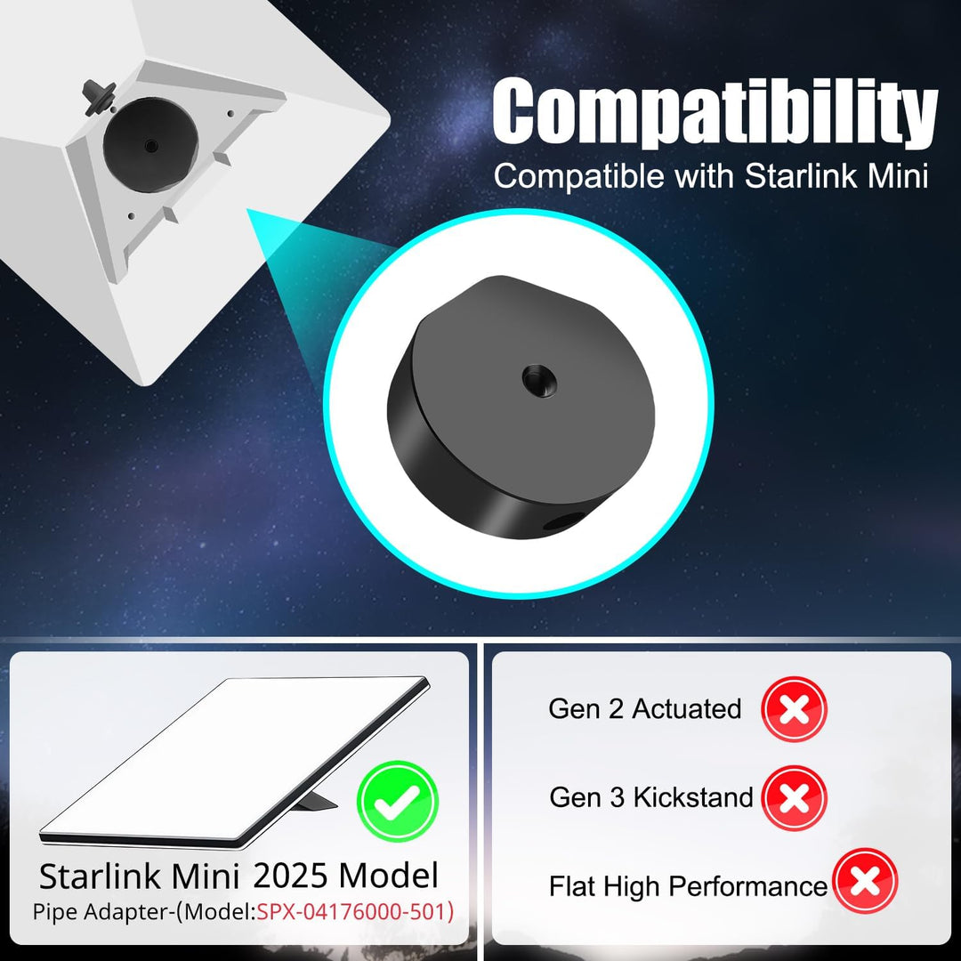 Für 2025 Starlink Mini Pole Mount Kit, Metall-Mini-Adapter Verstellbare Klemmenhalterung, kompatibel