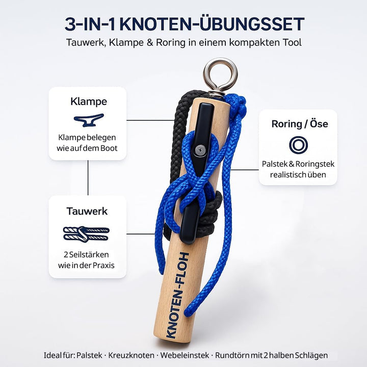 Knoten Übungsset Knoten Lernen für SBF See Bootsführerschein & Feuerwehr, Knotenübungsgerät inkl. Kn