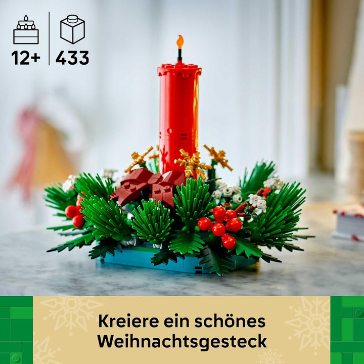 LEGO Weihnachtsgesteck - Spielzeug für Jungen und Mädchen - Modellbau mit roten Beeren, goldenen Ste