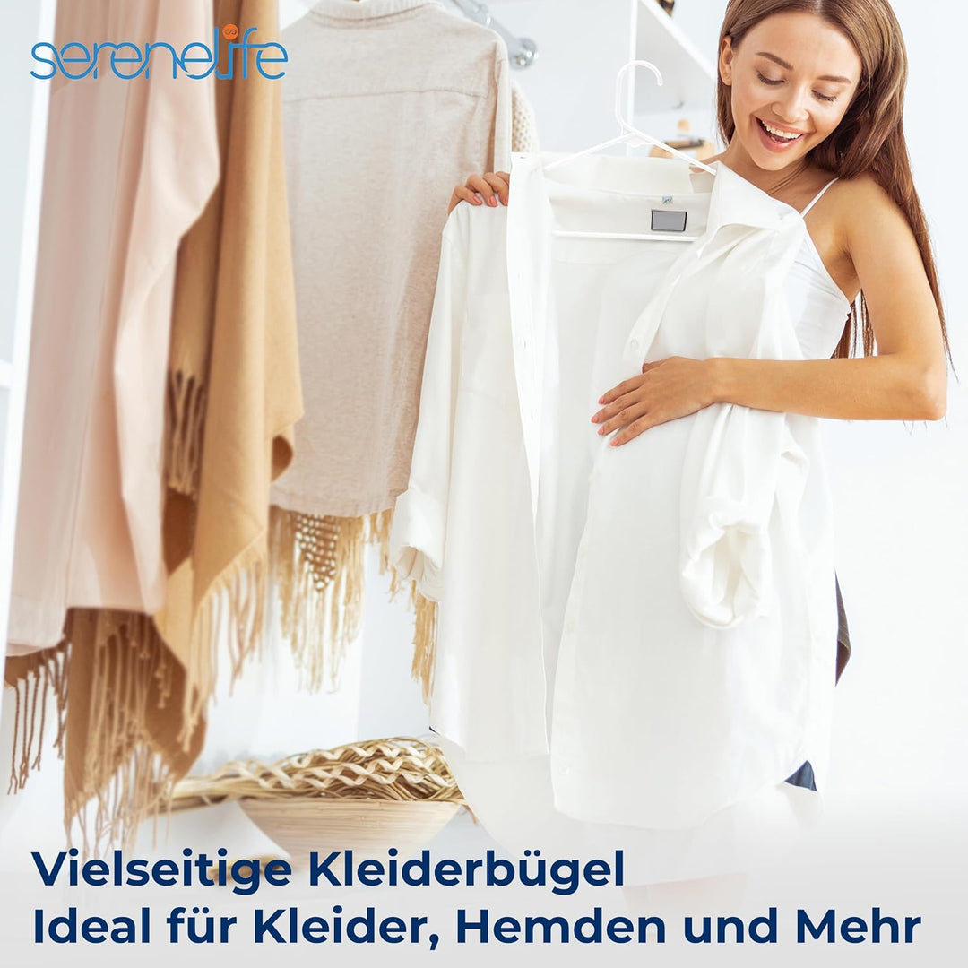 SereneLife Kleiderbügel Weiss 100 Stück, Clothes Hanger, Kleiderbügel Kunststoff, Kleiderbügel platz