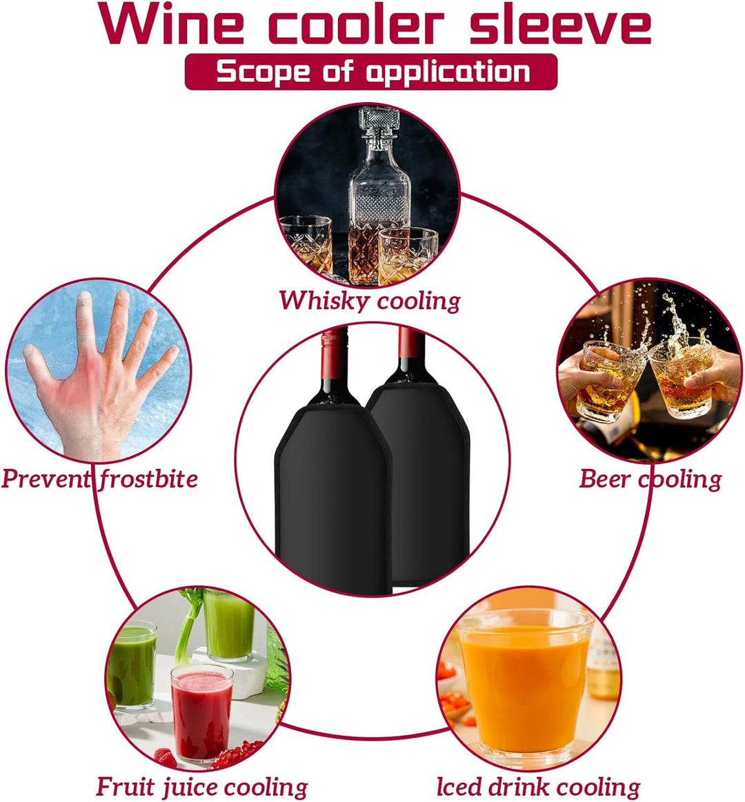 2 Stück Kühlmanschette Wein, Weinkühler Manschette, Kühlmanschette Sektflasche Wiederverwendbarer Fl