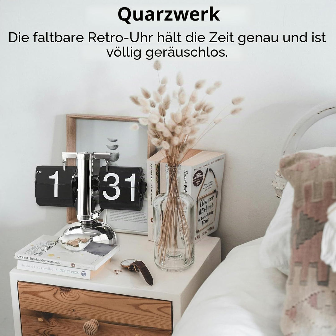 Tyenaza Flip-Schreibtischuhr, Digitale Flip-Down-Uhr, Retro-Minimalist-Einfuss-mechanische Auto-Flip
