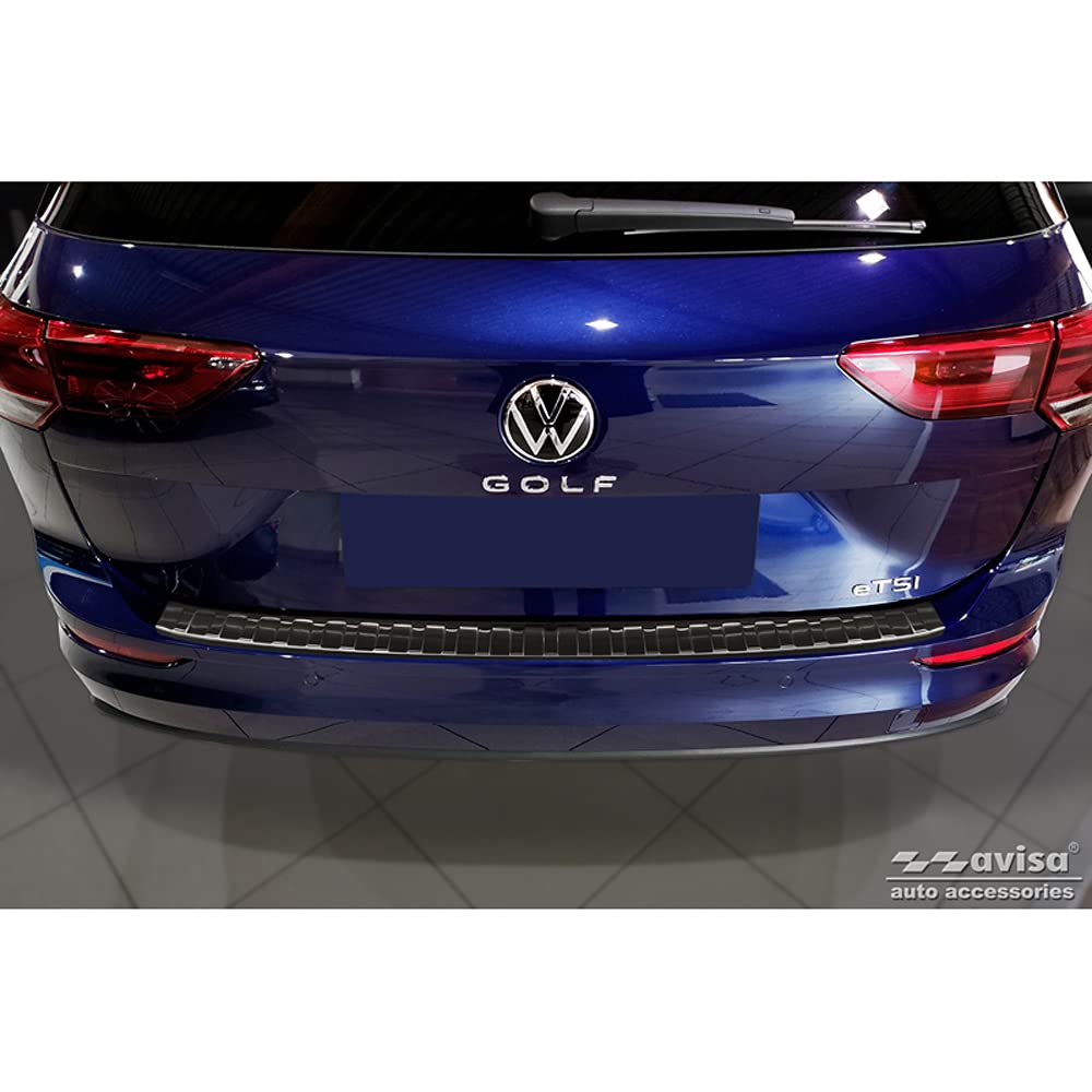 Avisa Schwarz Edelstahl Heckstossstangenschutz kompatibel mit Volkswagen Golf VIII Variant 2020-2024