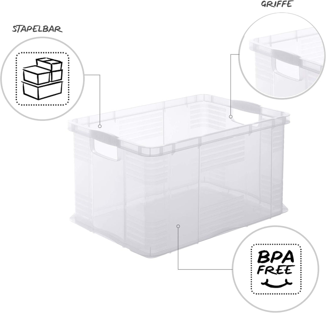 Rotho Agilo Aufbewahrungsbox 55l, Kunststoff, Transparent Transparent Box A3, Transparent Box A3