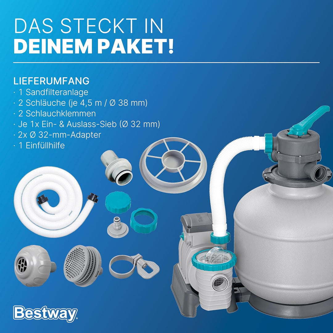 Bestway Sandfilteranlage mit Zeitschaltuhr 8.327 l/h, 280 W
