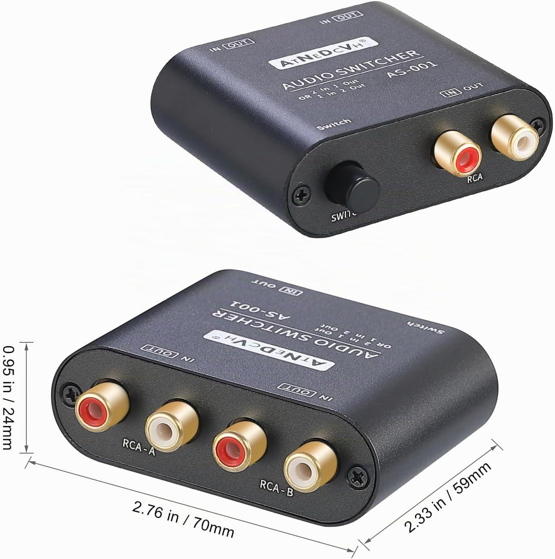 AtNeDcVh RCA / 3,5 mm Port 1 in 2 Out / 2 in 1 Out Bidirektionaler Audio-Umschalter, 2-Wege-Stereo L