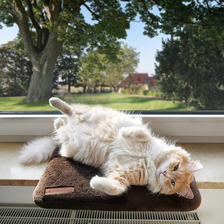 SCHLITZOHR Fensterliegeplatz Teddy | stabile Katzenliege für Fensterbank | Fensterbankliege für Katz