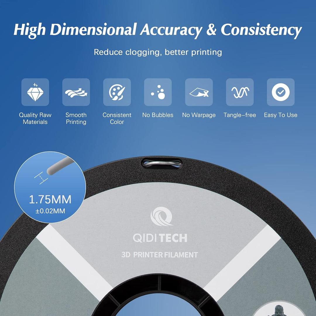 QIDI TECH PLA Rapido Filament 1.75mm, 3D Drucker Filament PLA, geeignet für Hochgeschwindigkeitsdruc