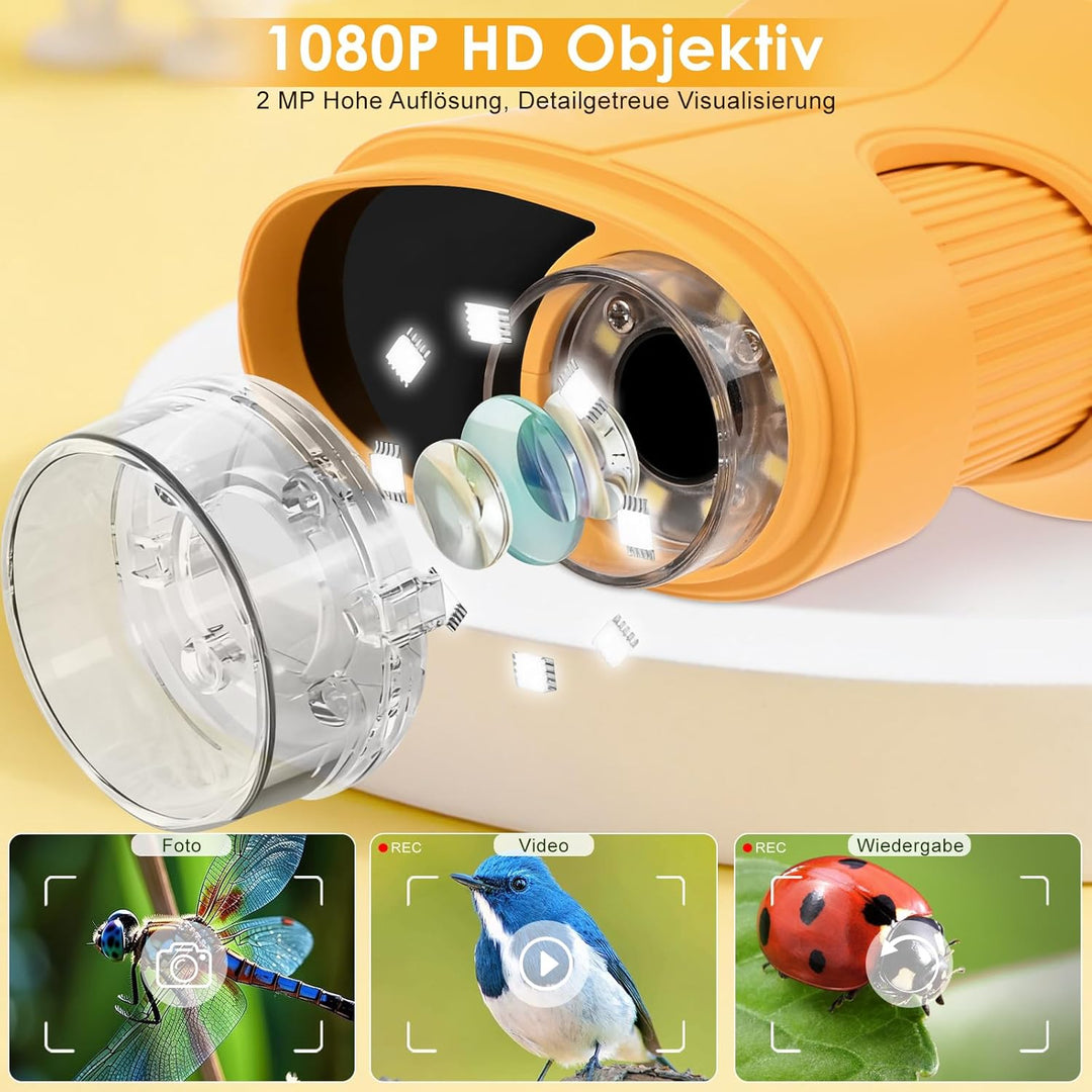 Mikroskop für Kinder 1000X 4K Digitales Mikroskop für Kinder mit 1080P HD 2,4″ IPS-Display & 8 LED,