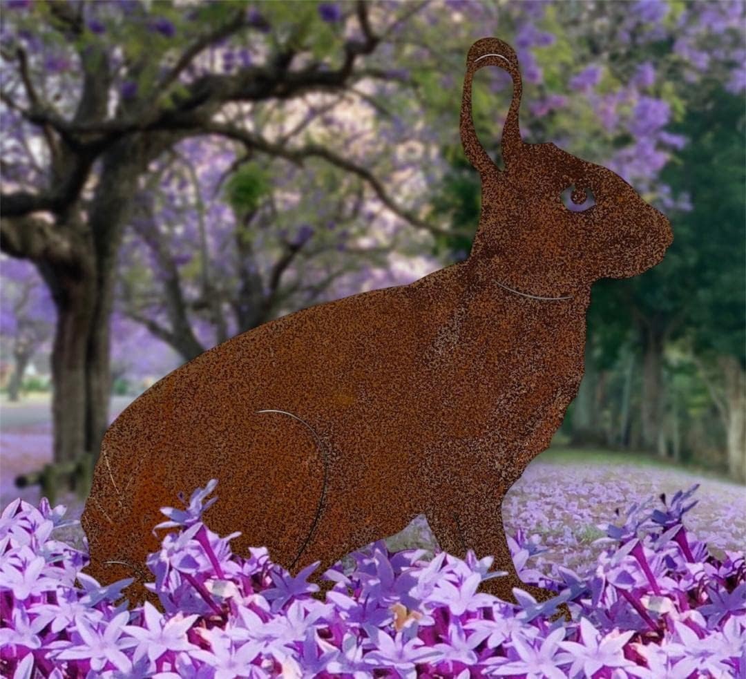Crispe Gartenstecker Dekoration Edelrost - Hase stehend - Metall rostige Dekofigur - Höhe 35 cm, Has