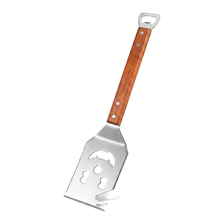 7 in 1 Grillspachtel für Barbecue Grill, Grill Zubehör, Multifunktionales Grillwerkzeug mit Holzgrif