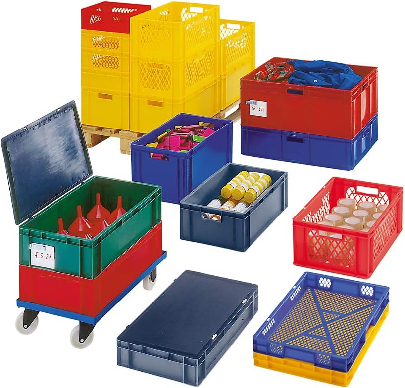 Euro-Format-Stapelbehälter, Wände und Boden geschlossen - LxBxH 800 x 600 x 320 mm - blau, VE 2 Stk