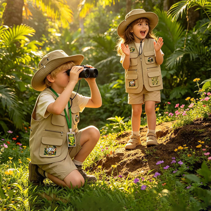 4 Pcs Forscherset für Kinder ab 4 Exploration Spielzeug Safari Kostüm