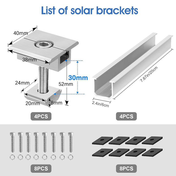 Solarmodul Halterung,Alu Befestigungssystem Trapezblech PV Befestigungsschiene, Solarpanel Halter fl