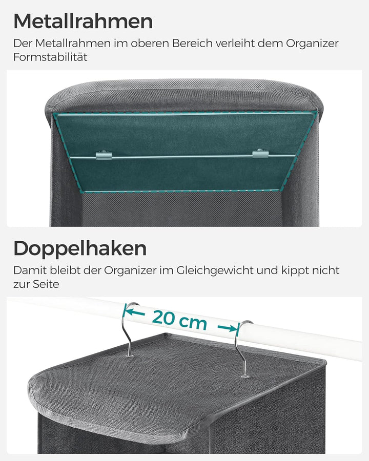 SONGMICS Hängeorganizer, Schrank-Organizer, Hängeregal, Hängeaufbewahrung, faltbar und platzsparend,