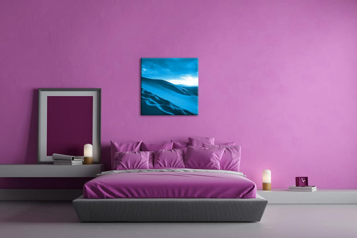 Sanddüne in der Wüste Format: 60x60 Effekt: Monocrome Blau als Leinwandbild, Motiv fertig gerahmt au