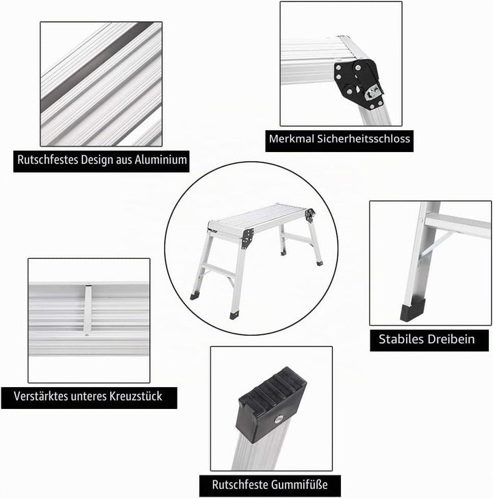 Faltbare Bank Arbeitsbühne Aluminium Stufe Hocker Treppe