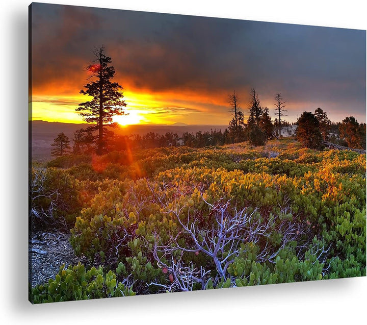 deyoli bezauberte Landschaft bei Sonnenaufgang Format: 100x70 als Leinwand, Motiv fertig gerahmt auf