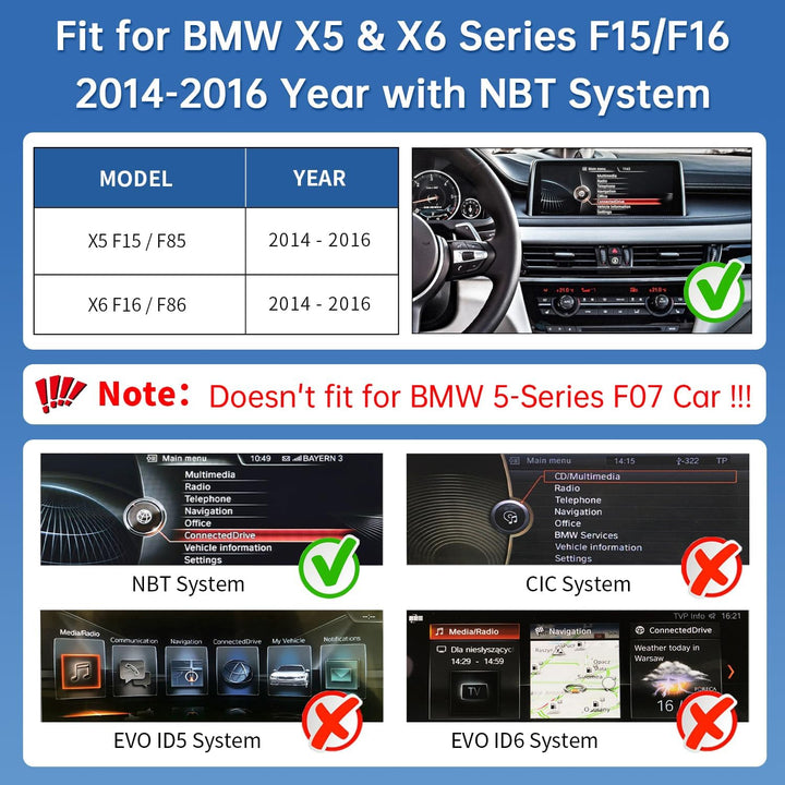 Road Top 12,3 Zoll Autoradio Carplay für BMW X5 X6 F15/F16 NBT (2014-2016) | Linux HD Touchscreen mi