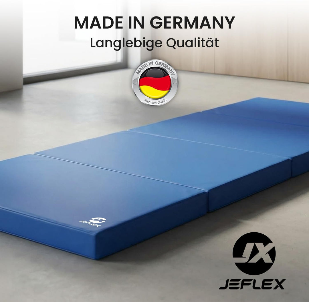 Jeflex - klappbare Weichbodenmatte & Turnmatte 200 x 100 x 8 cm MADE IN GERMANY/Gymnastikmatte tragb