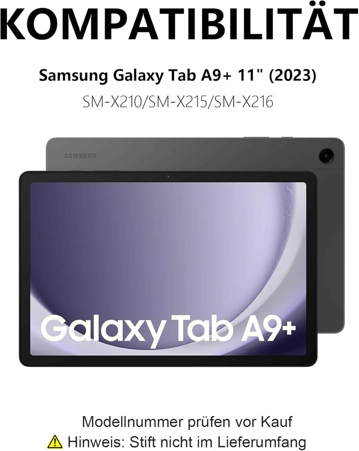 Für Galaxy Tab A9+ 11" Hülle mit Tastatur (2023 SM-X210/X215/X216) - DE QWERTZ, Ergonomische, Innova