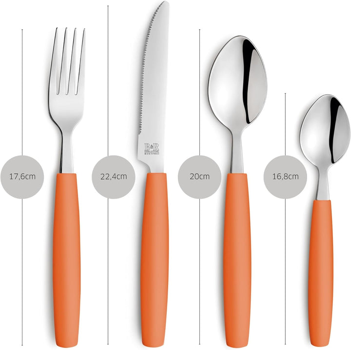 Beckmann & Rommerskirchen VALOA Besteck Set 4 Personen - 16-teilig - Orange - Spülmaschinenfest - Ho