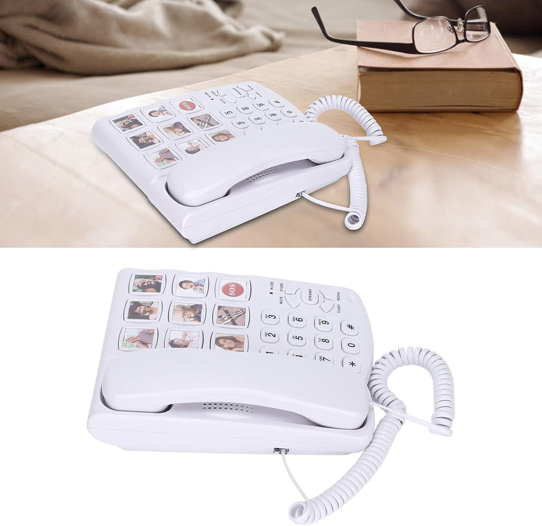 Grosses Tastentelefon für Senioren, LD-858HF Schnurgebundenes Festnetztelefon mit SOS-Taste Vorgespe