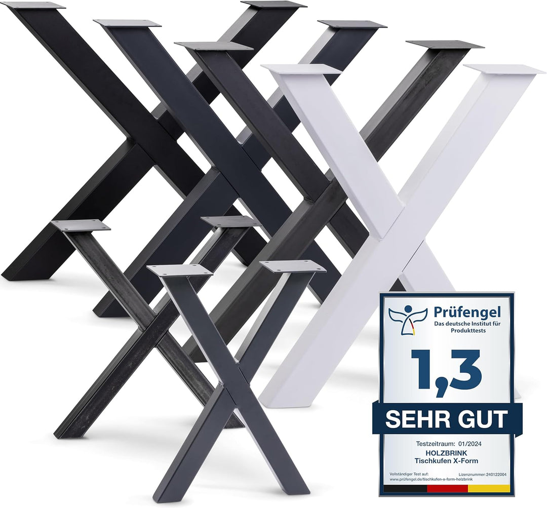 HOLZBRINK Tischkufen X-Form aus Vierkantprofilen 40x40 mm, x-förmiges Tischgestell 30x43 cm, Anthraz