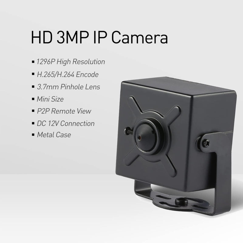 Revotech Mini Pinhole IP Kamera, HD 3MP Sicherheitskamera Innen 3,7 mm Objektiv P2P H.265 Videokamer