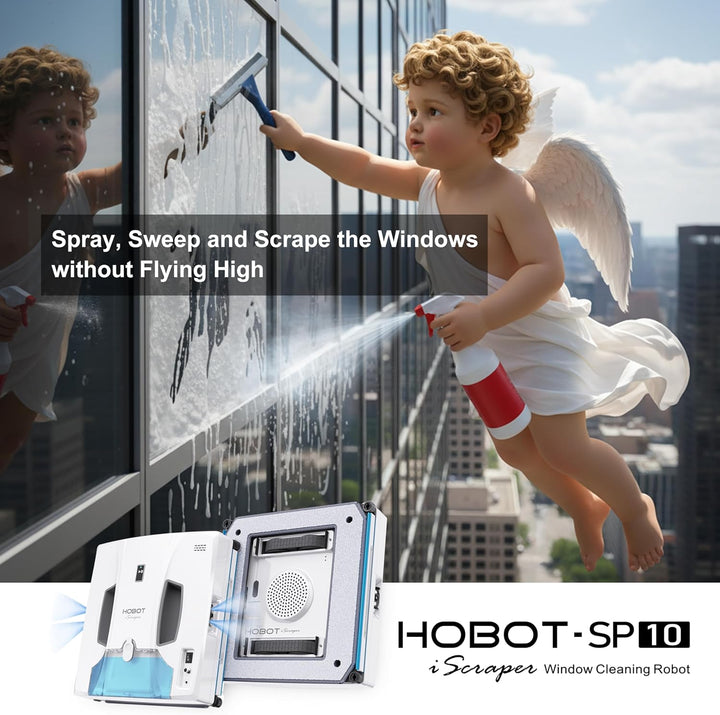 HOBOT -SP10 iScraper Fensterreinigungsroboter, Sprüh-Sweep-Scrape, 6000Pa Saugkraft, App + Fernbedie