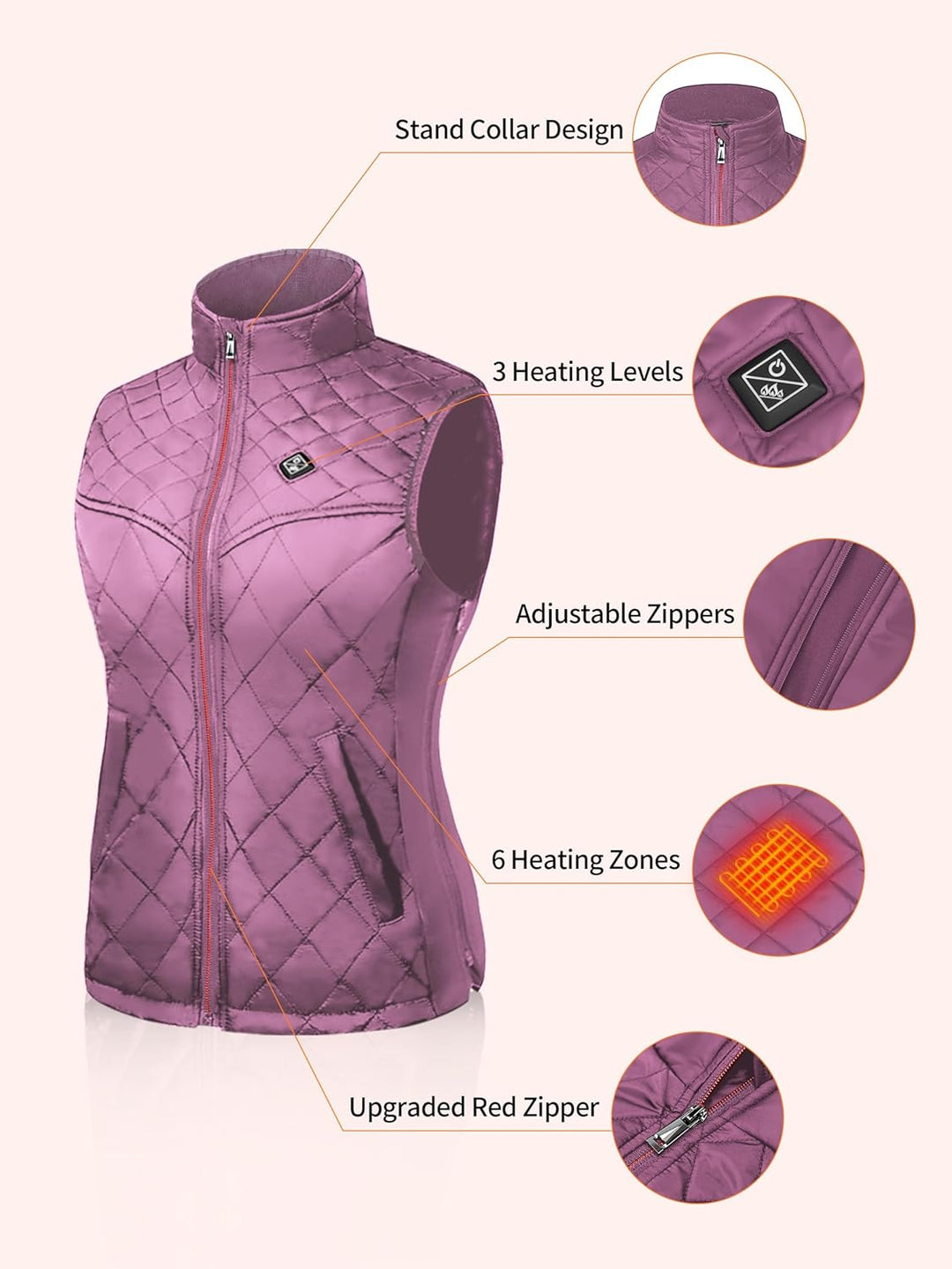 Beheizbare Weste, Beheizte Weste Damen Heizweste mit 12000mAh Powerbank, Beheizbare Jacke Heizjacke