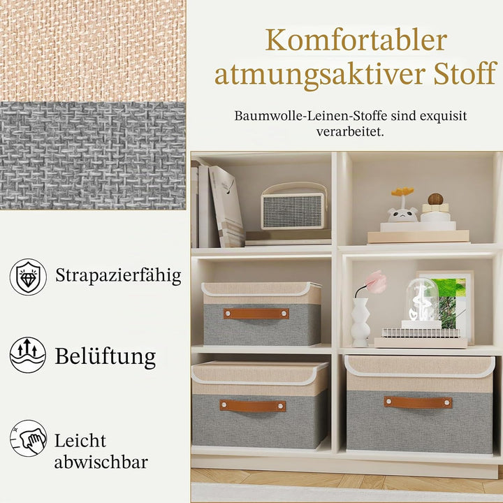 OUTBROS 2 Stück Aufbewahrungsboxen mit Deckel, 45 x 30 x 30 cm, faltbare Stoffboxen, Aufbewahrungskö