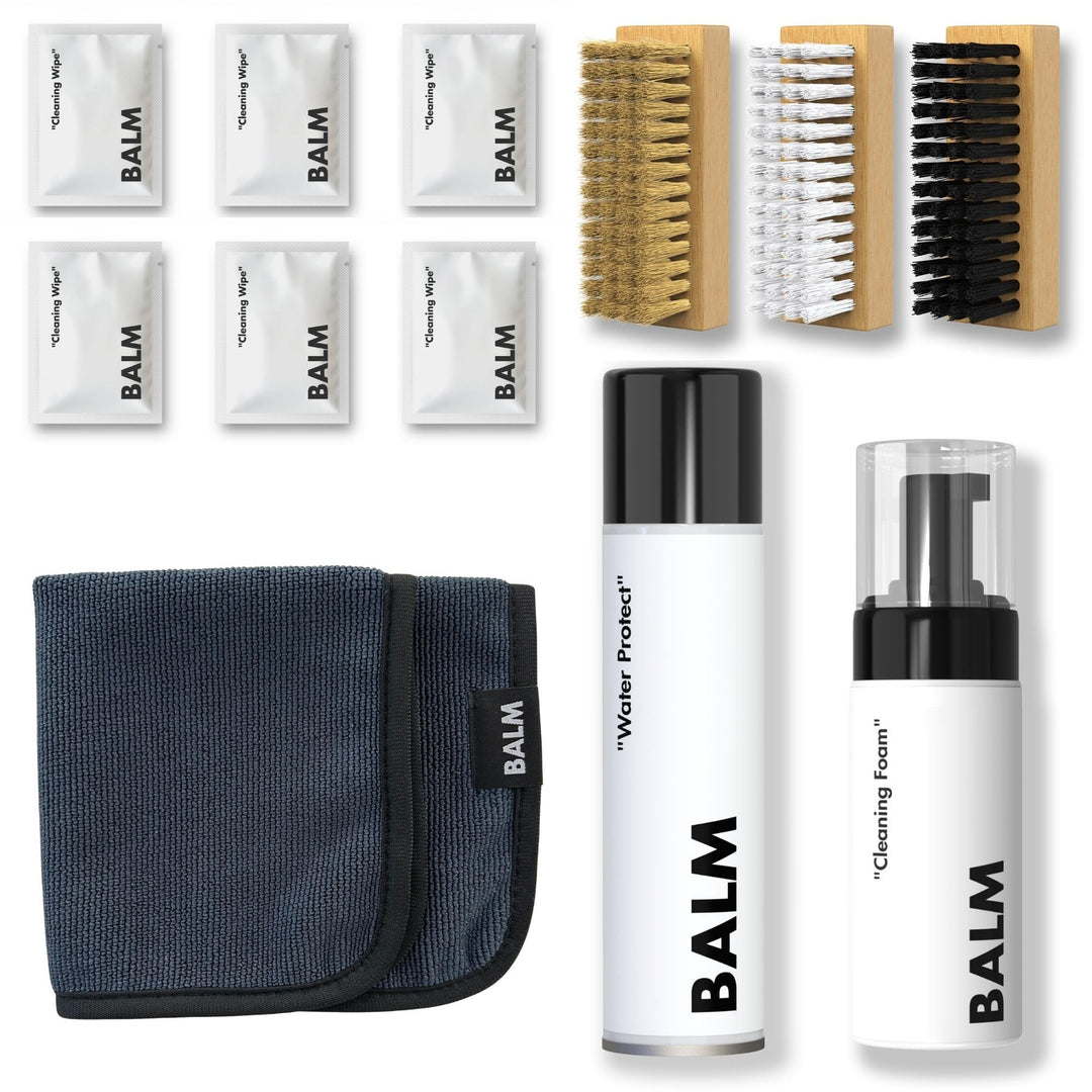 BALM Schuhputzsets – Premium Sneaker Reiniger & Schuhpflegeset für Leder, Textil, Suede, Nubuk etc –