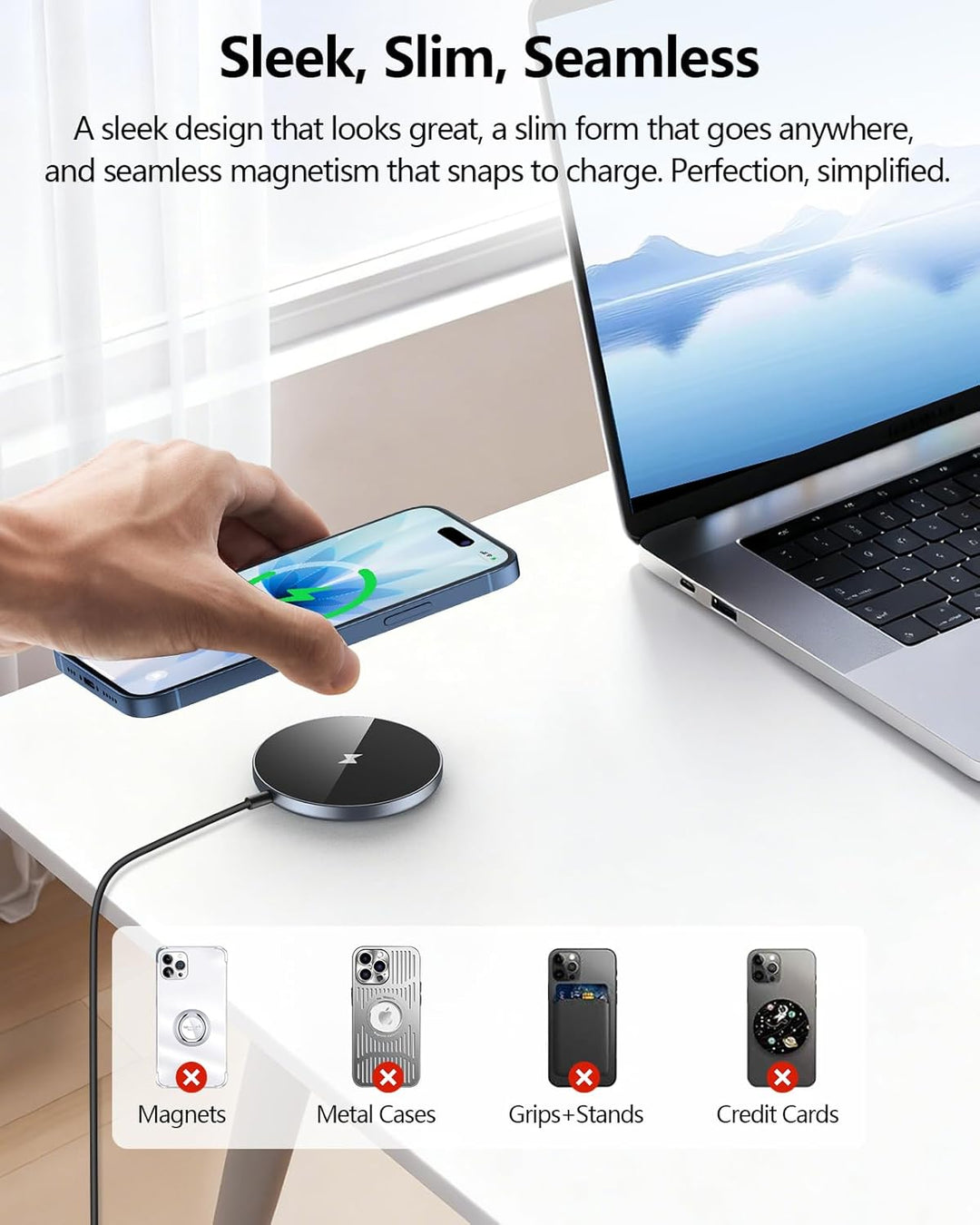 NANAMI MagSafe Ladegerät für iPhone mit 20W USB-C Adapter, Magnetisches Wireless Charger Induktive K