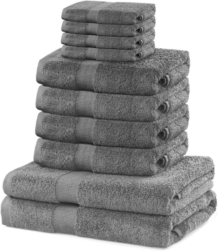 DecoKing 10er Set Baumwolle Qualität 525g/m² 4 Gästehandtücher 30x50 cm 4 Handtücher 50x100 cm und 2