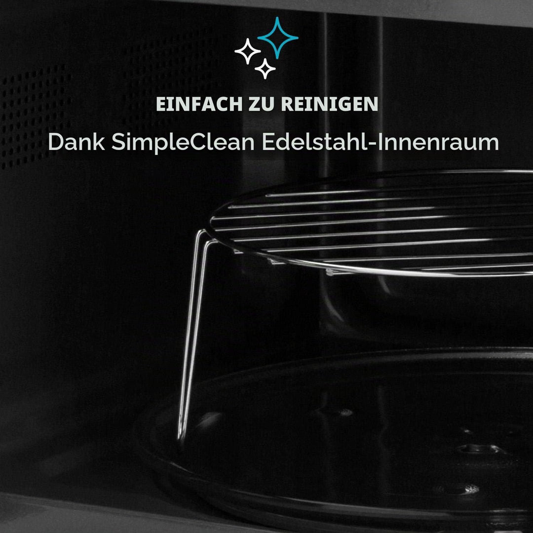 Klarstein Fine Dinesty 2-in-1 Mikrowelle - Retro Mikrowellenofen mit Grill, Metall-Gehäuse, 23L Garr
