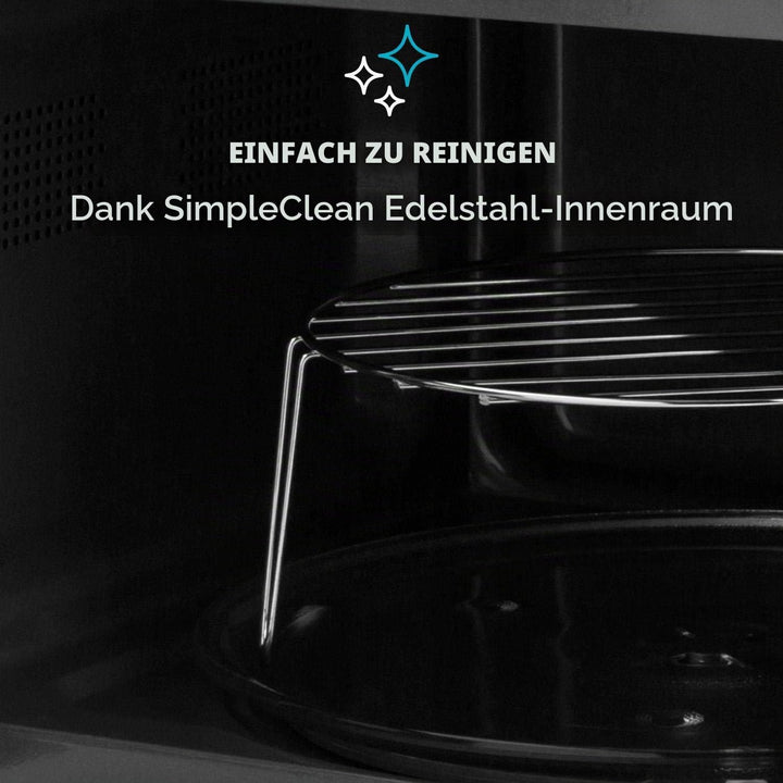 Klarstein Fine Dinesty 2-in-1 Mikrowelle - Retro Mikrowellenofen mit Grill, Metall-Gehäuse, 23L Garr