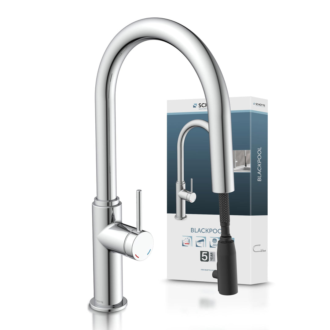 SCHÜTTE 79516 Blackpool Küchenarmatur mit ausziehbarer Geschirrbrause | 360 Grad Wasserhahn für die