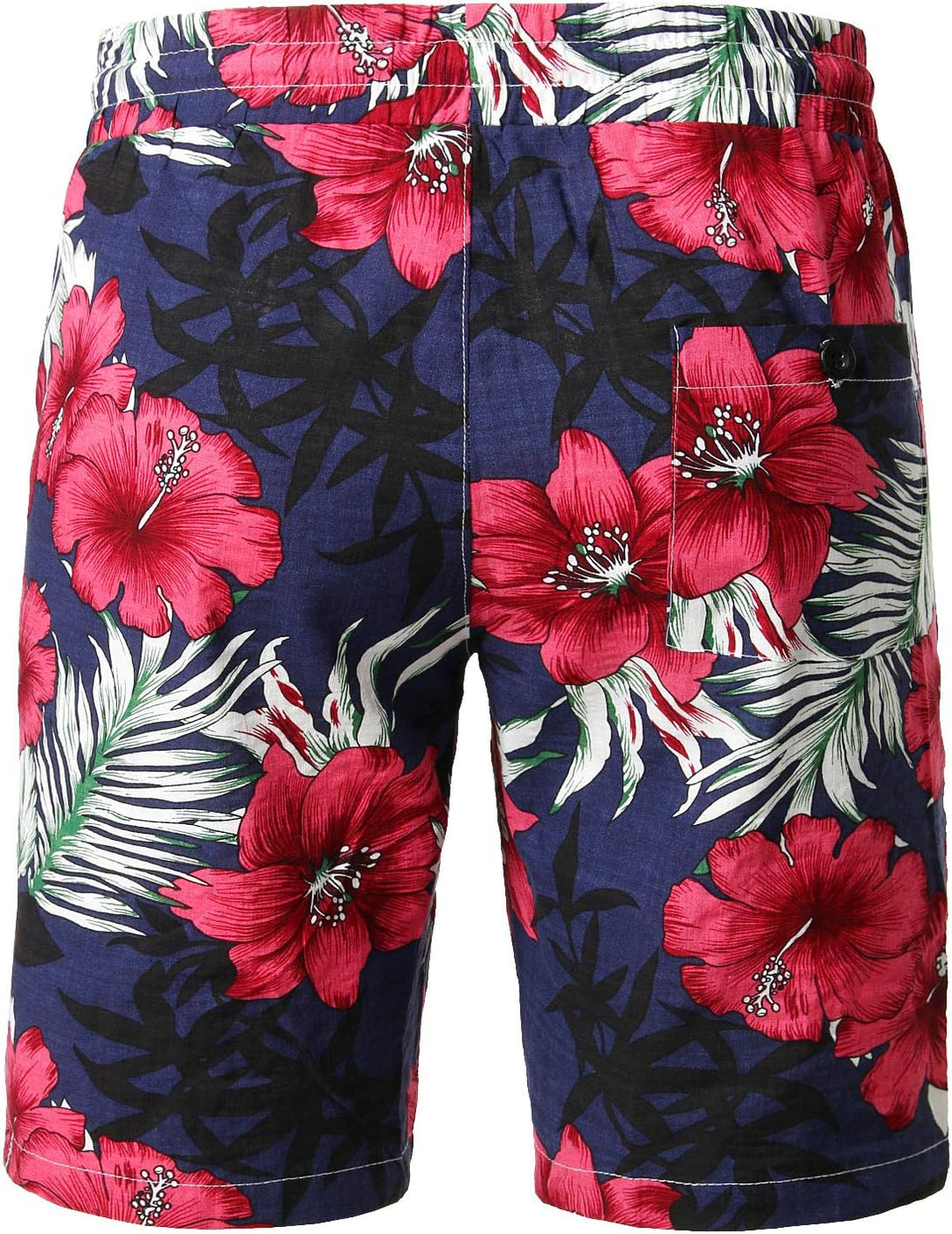 JOGAL Herren Casual Floral Blumenmuster Kurzarm Hawaiihemd Marine M, Marine M