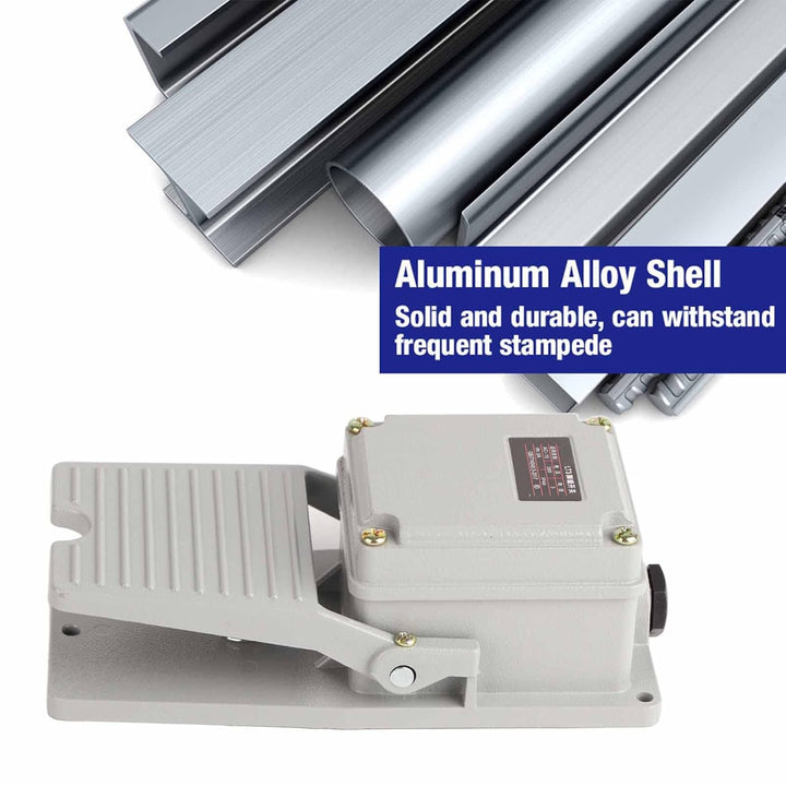 Industrielle Fussschalter, AC 250V 15A Momentary Metall Fusspedal Schalter 1NO 1NC Fusstaster Tritts