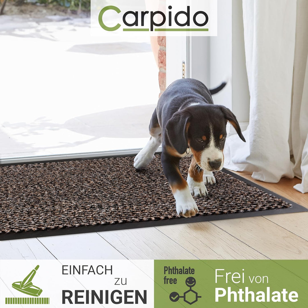 Carpido Fussmatte 60 x 80 cm Braun meliert für den Innenbereich - Klassischer Türvorleger schnelltro