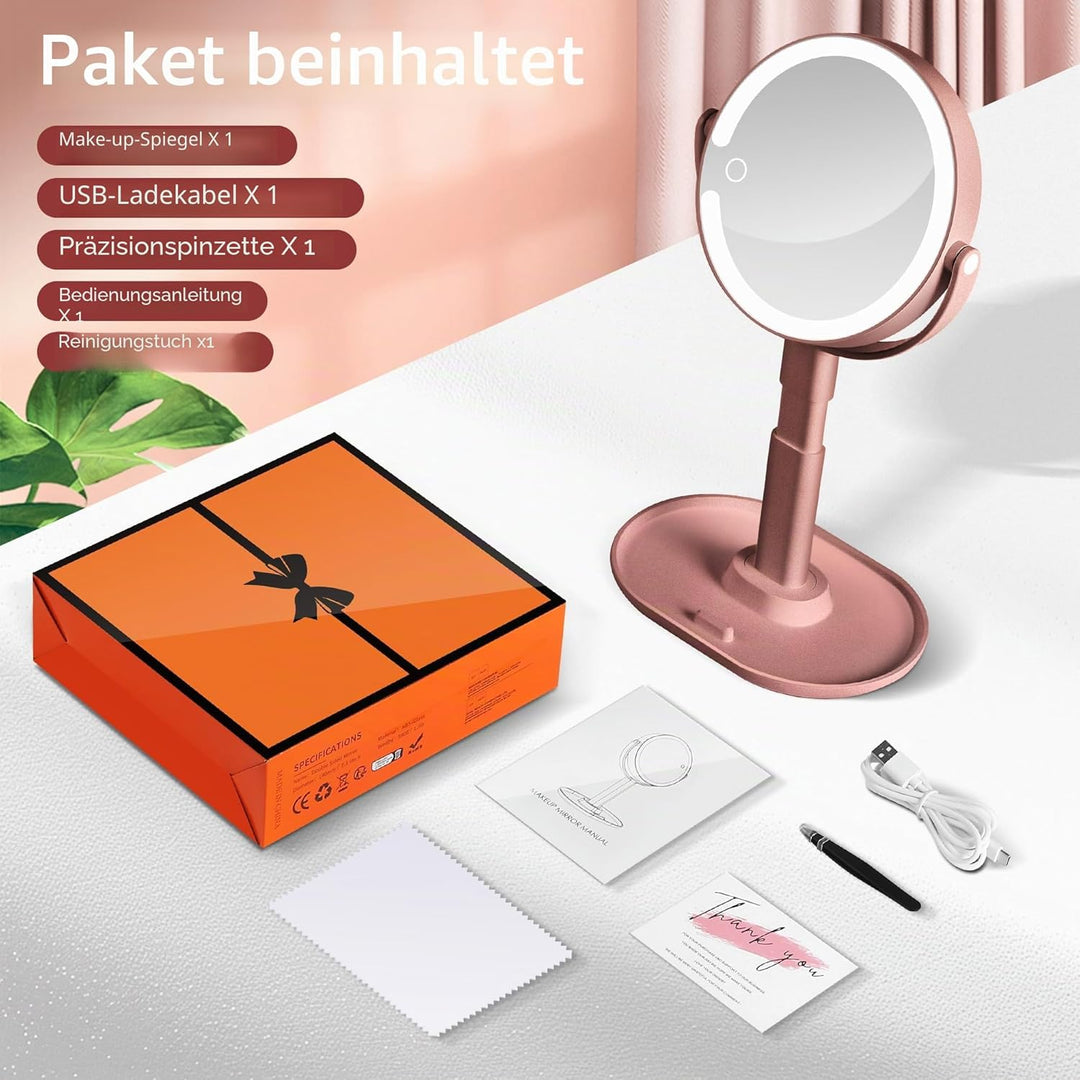 B Beauty Planet Beleuchteter Makeup Spiegel 30X Vergrösserungsspiegel mit 3 Farblicht, dimmbare LED