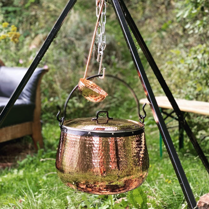 CopperGarden Kupferkessel 20 Liter I Hexenkessel mit Henkel &amp; Deckel I Handgeschmiedeter Kessel aus