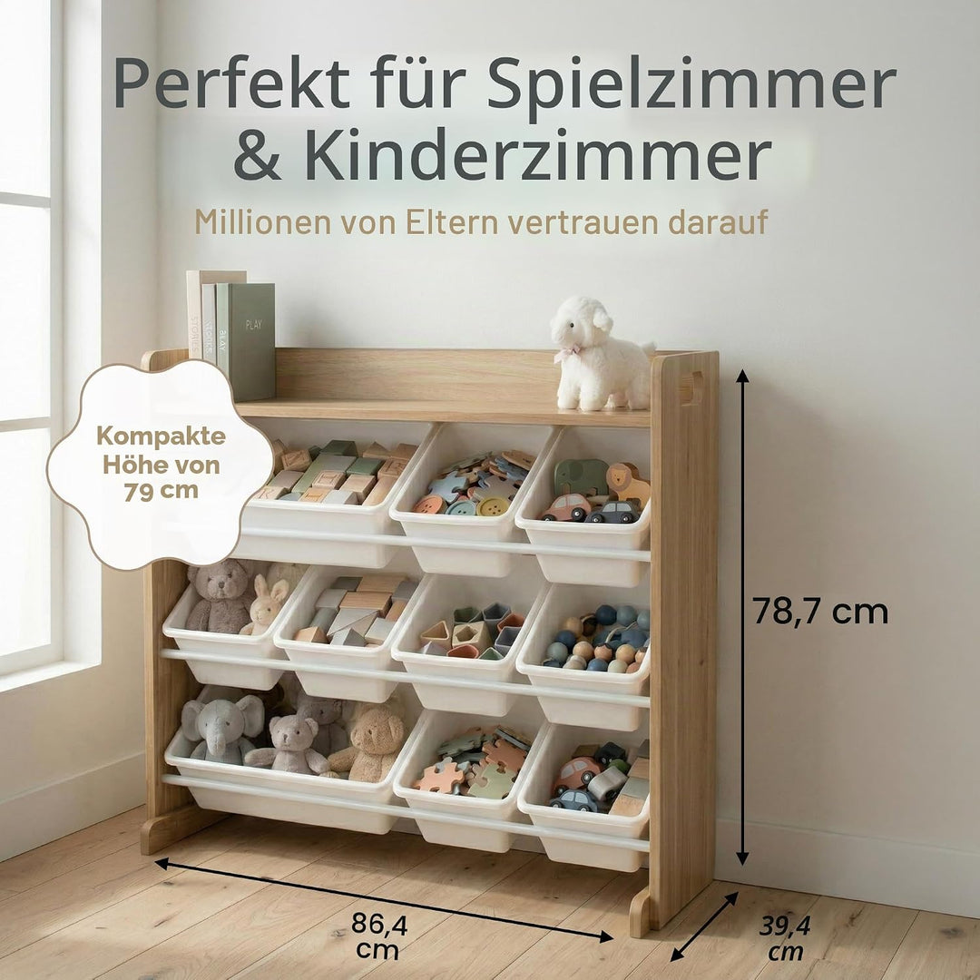 Humble Crew Kinderregal – Spielzeugregal mit 9 Aufbewahrungsboxen, Aufbewahrungsregal für Kinderzimm