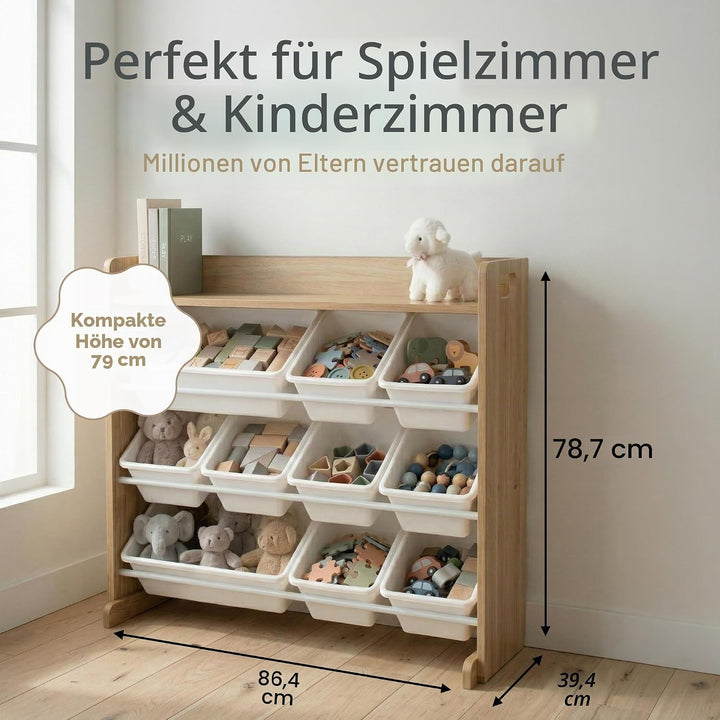 Humble Crew Kinderregal – Spielzeugregal mit 9 Aufbewahrungsboxen, Aufbewahrungsregal für Kinderzimm