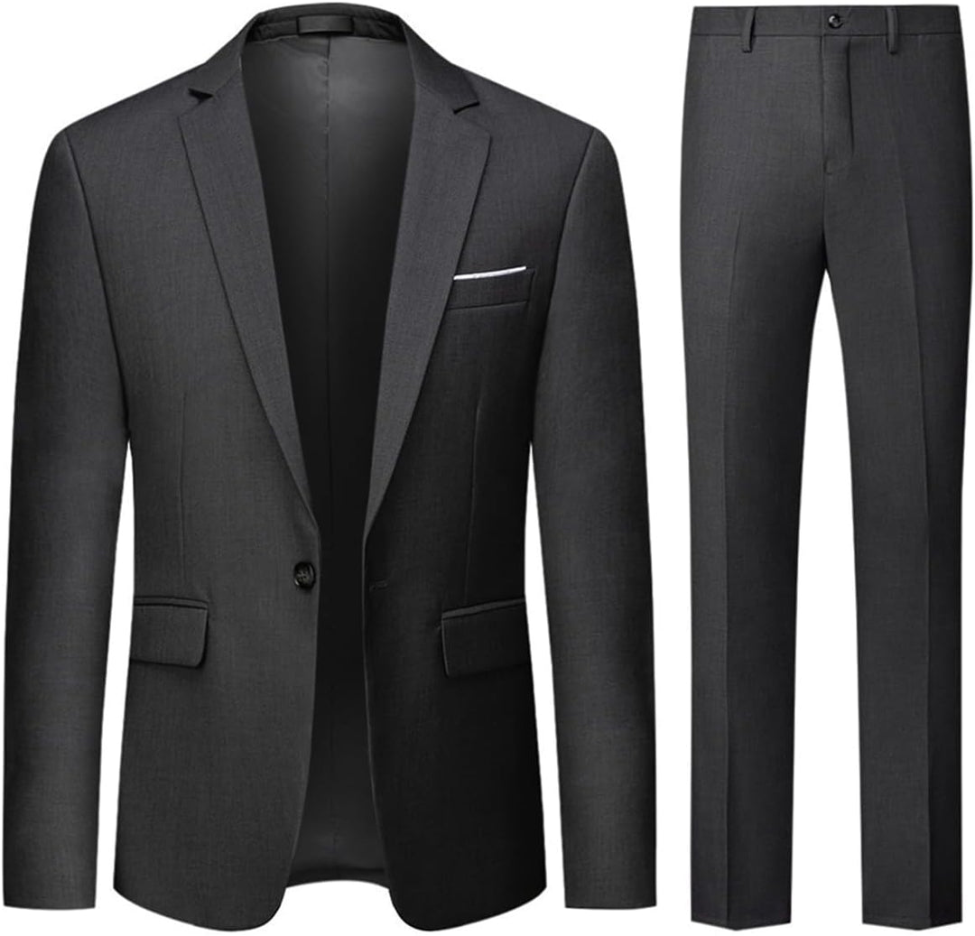 Allthemen Anzug Herren 2 Teilig Slim Fit Hochzeitanzug EIN Knopf Smoking Anzüge Sakko Hose S Grau, S