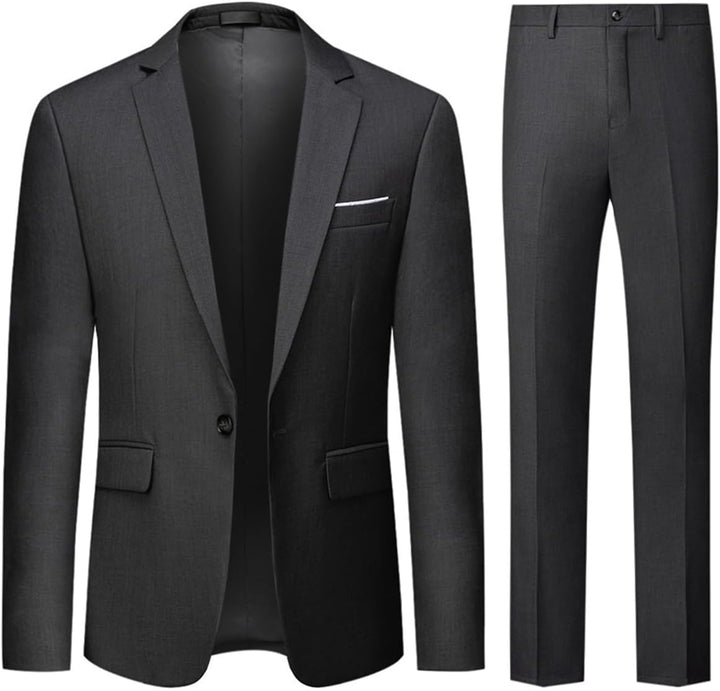 Allthemen Anzug Herren 2 Teilig Slim Fit Hochzeitanzug EIN Knopf Smoking Anzüge Sakko Hose S Grau, S
