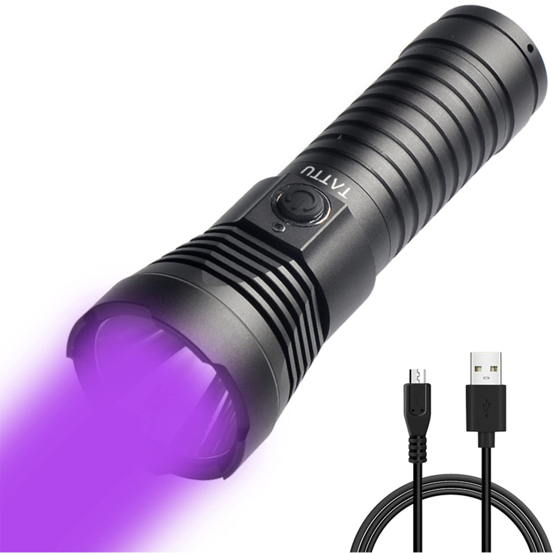 TATTU U3 UV Taschenlampe Wiederaufladbare 395nm Schwarz Licht, 10W Schwarzlicht LED Lampe mit Micro