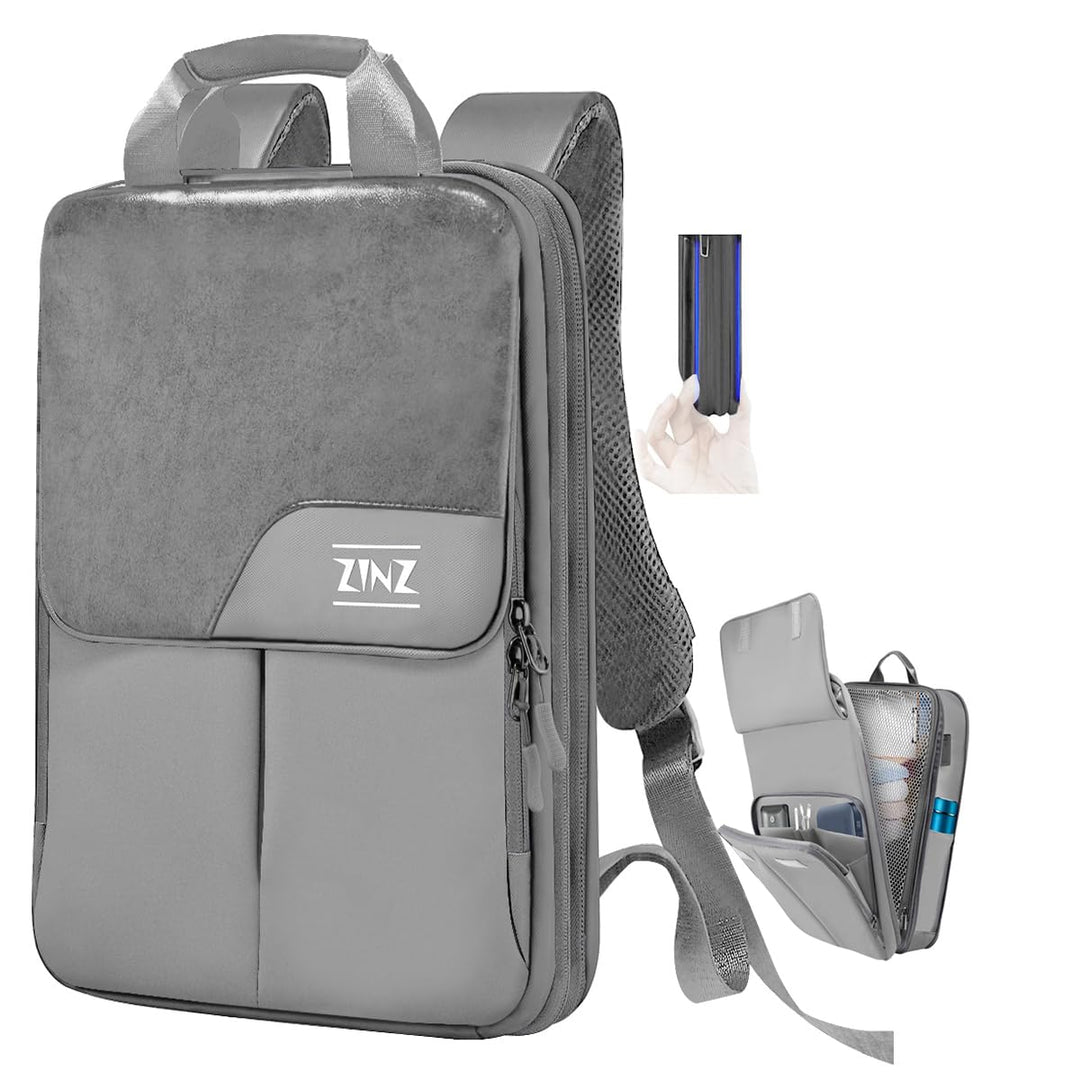 ZINZ Schlanker und Erweiterbarer Laptop-Rucksack 15,6 16 17 Zoll Reise-Business-Rucksack Regenfester